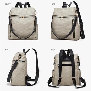 NWT Chic Beige Woven Backpack Satchel